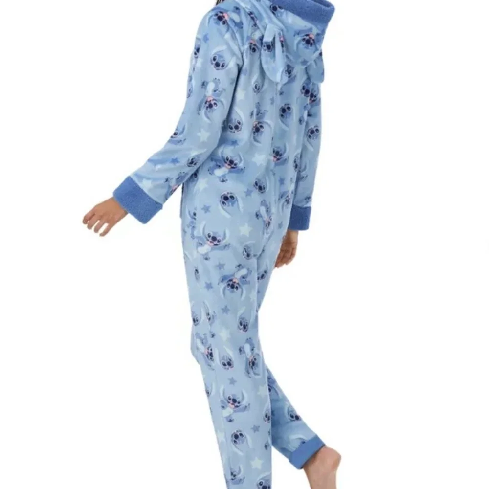 Lilo & Stitch Blue Character Women’s One-Piece Pajama - Picture 4 of 4